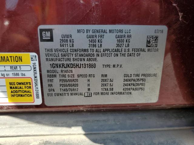 2017 CHEVROLET TRAVERSE P - 1GNKRJKD5HJ131880