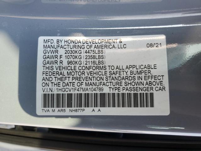2021 HONDA ACCORD SPO 1HGCV1F47MA104789