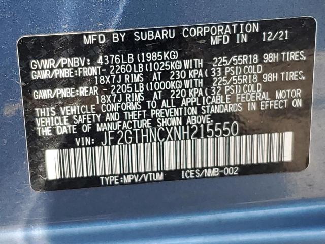 2022 SUBARU CROSSTREK - JF2GTHNCXNH215550