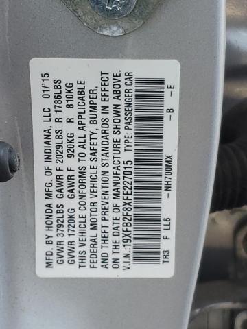 VIN 19XFB2F8XFE227015 2015 Honda Civic, EX no.12