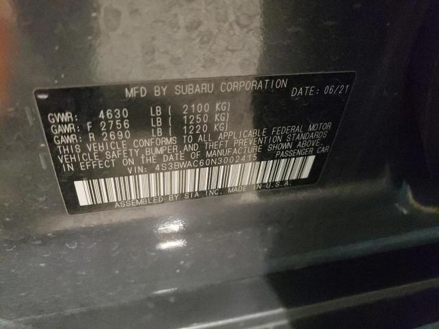 2022 SUBARU LEGACY PRE - 4S3BWAC60N3002415