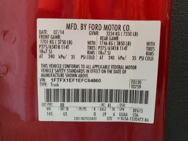 VIN 1FTFX1EF1EFC64860 2014 Ford F-150, Super Cab no.12