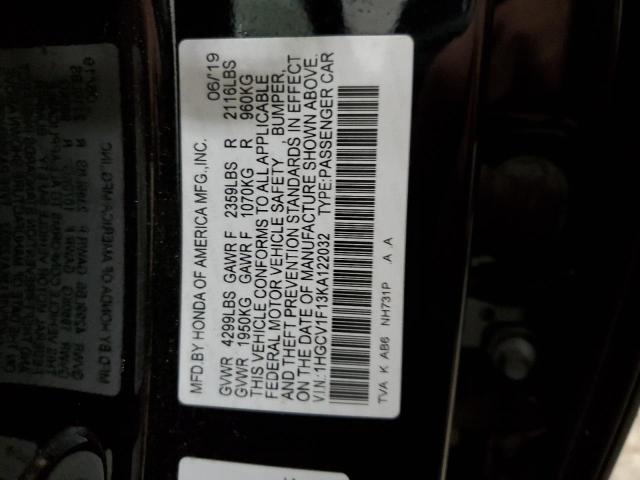 VIN 1HGCV1F13KA122032 2019 Honda Accord, LX no.12