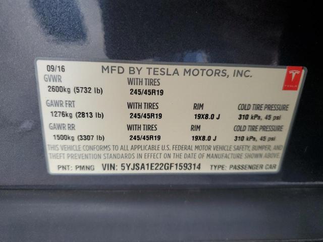 2016 TESLA MODEL S - 5YJSA1E22GF159314