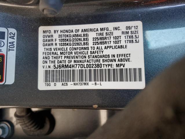 VIN 5J6RM4H77DL002380 2013 Honda CR-V, Exl no.13