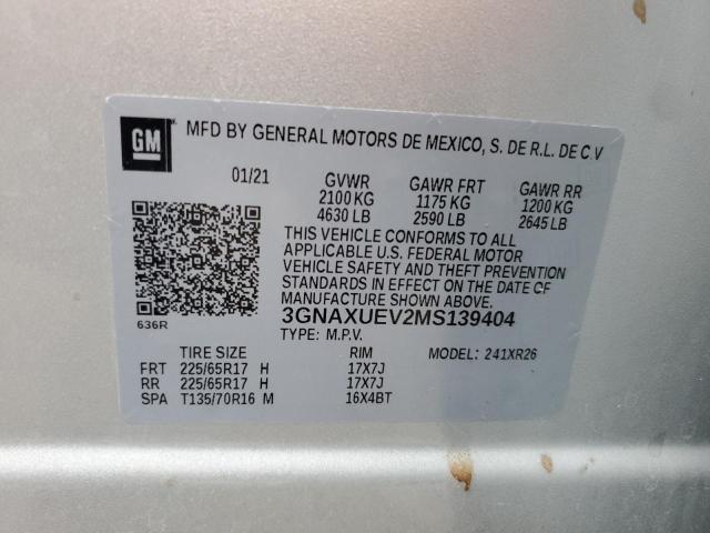 2021 CHEVROLET EQUINOX LT - 3GNAXUEV2MS139404