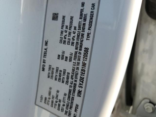 2022 TESLA MODEL 3 - 5YJ3E1EB1NF120588