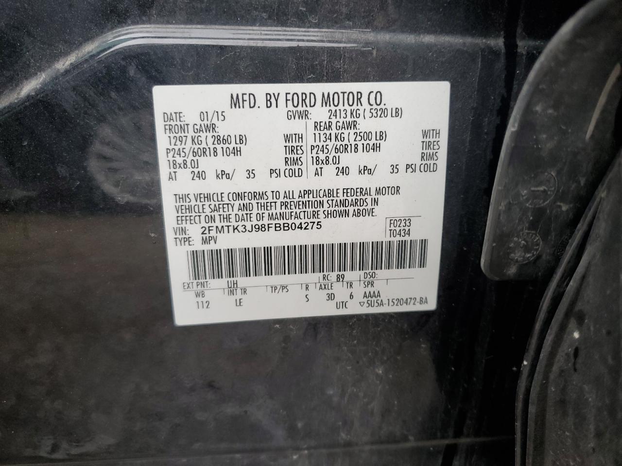 Lot #3020839740 2015 FORD EDGE SEL