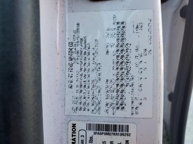 VIN 3FA6P0MU7KR109292 2019 Ford Fusion, Sel no.12