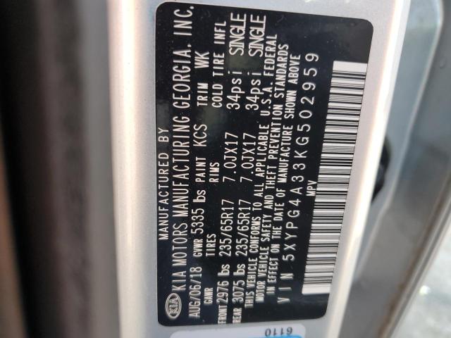 2019 KIA SORENTO L - 5XYPG4A33KG502959