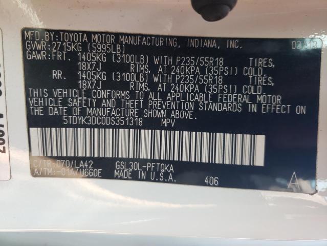 VIN 5TDYK3DC0DS351318 2013 Toyota Sienna, Xle no.13