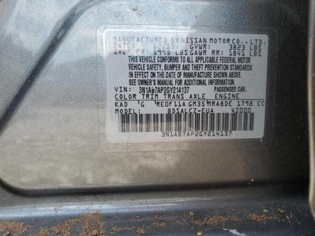 2016 NISSAN SENTRA S - 3N1AB7AP2GY214137