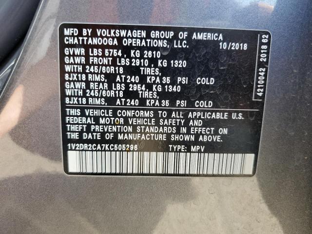 2019 VOLKSWAGEN ATLAS SE - 1V2DR2CA7KC505296
