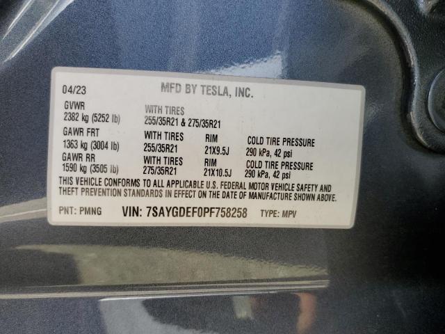 VIN 7SAYGDEF0PF758258 2023 TESLA MODEL Y no.12