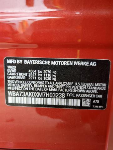 VIN WBA73AK0XM7H03238 2021 BMW 2 SERIES no.13