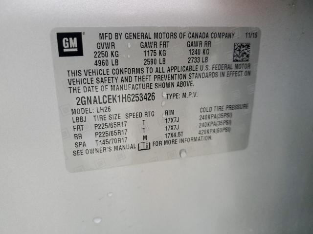 2017 CHEVROLET EQUINOX LT - 2GNALCEK1H6253426