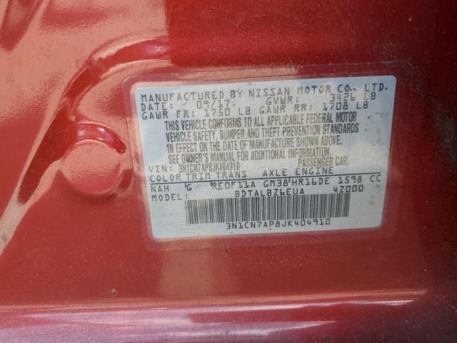 2018 NISSAN VERSA S - 3N1CN7AP8JK404910