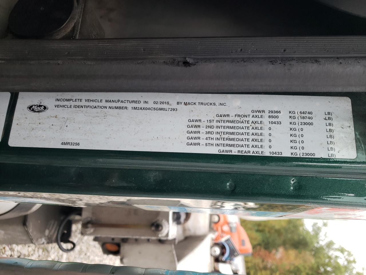 Lot #3297956784 2016 MACK 700 GU700