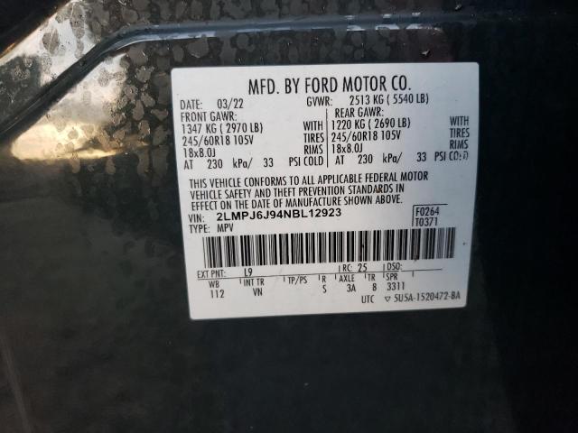 2022 LINCOLN NAUTILUS - 2LMPJ6J94NBL12923