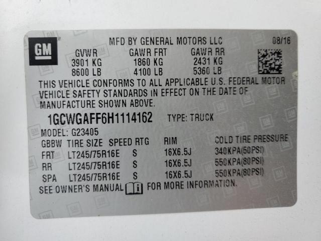 2017 CHEVROLET EXPRESS G2 - 1GCWGAFF6H1114162