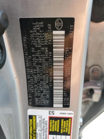 VIN 4T1K61AKXLU326748 2020 Toyota Camry, Xse no.12