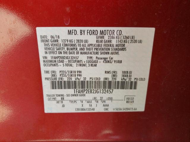 2018 FORD TAURUS SEL - 1FAHP2E82JG132457