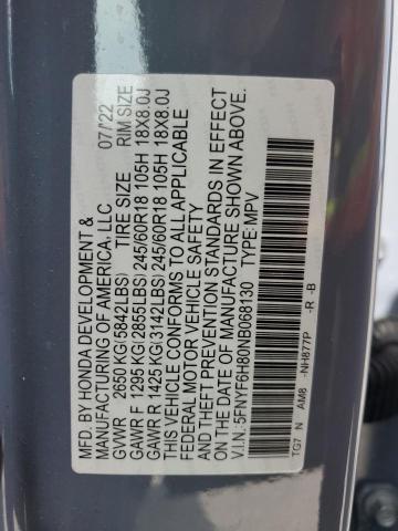 2022 HONDA PILOT TRAI 5FNYF6H80NB068130