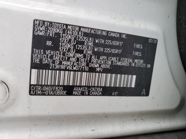 2020 TOYOTA RAV4 LE - 2T3H1RFV6LW077110
