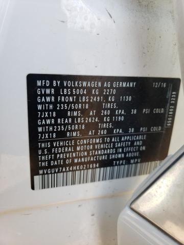 2017 VOLKSWAGEN TIGUAN SPO - WVGUV7AX4HK021694