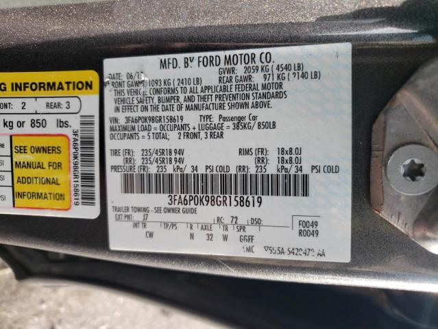 VIN 3FA6P0K98GR158619 2016 Ford Fusion, Titanium no.12