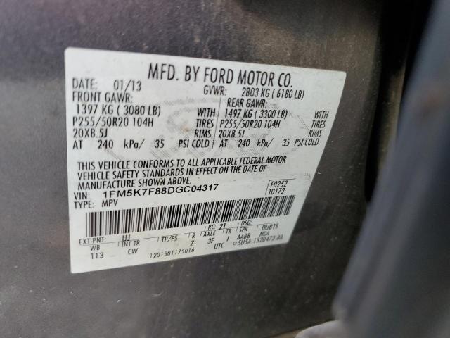 VIN 1FM5K7F88DGC04317 2013 Ford Explorer, Limited no.14