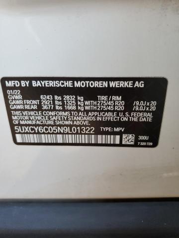 2022 BMW X6 XDRIVE4 5UXCY6C05N9L01322  71461164