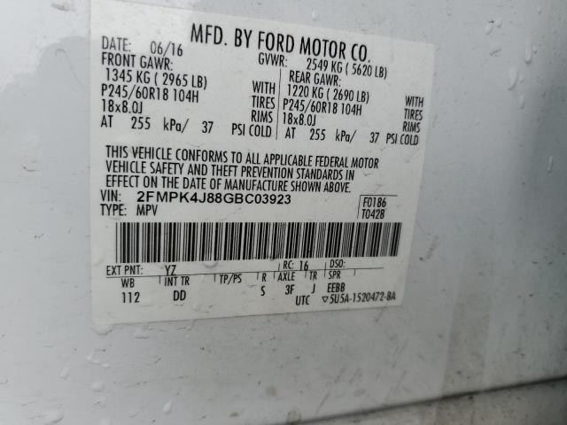 VIN 2FMPK4J88GBC03923 2016 Ford Edge, Sel no.13