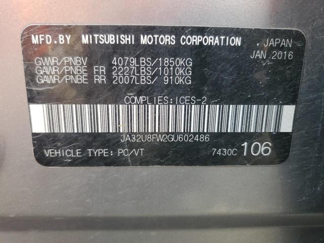 2016 MITSUBISHI LANCER GT JA32U8FW2GU602486