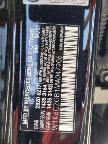 2021 MERCEDES-BENZ S 580 4MAT W1K6G7GB1MA047906