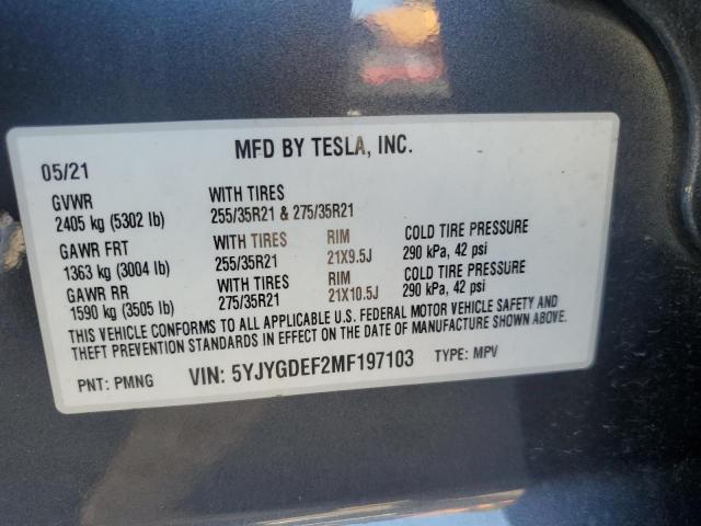 2021 TESLA MODEL Y - 5YJYGDEF2MF197103