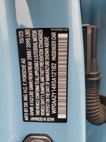 2024 PORSCHE TAYCAN WP0AA2Y14RSA12182