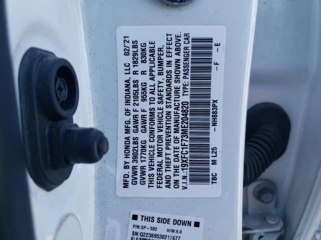 2021 HONDA CIVIC EXL - 19XFC1F73ME204820