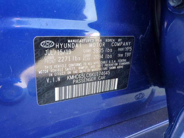 2019 HYUNDAI IONIQ BLUE KMHC65LC6KU174645  70985894