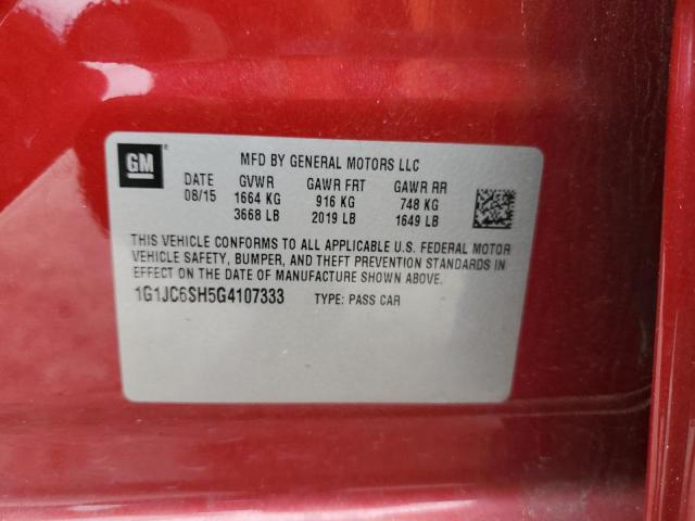 2016 CHEVROLET SONIC LT - 1G1JC6SH5G4107333