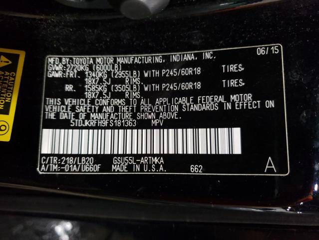 VIN 5TDJKRFH9FS181363 2015 Toyota Highlander, Xle no.14