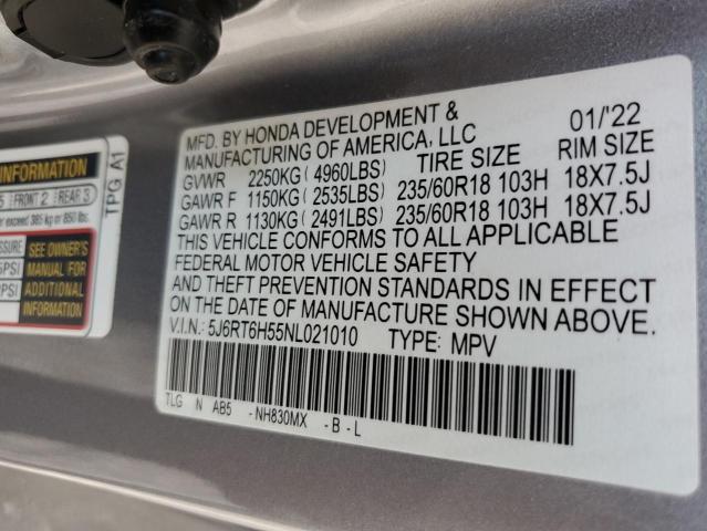 2022 HONDA CR-V EX - 5J6RT6H55NL021010