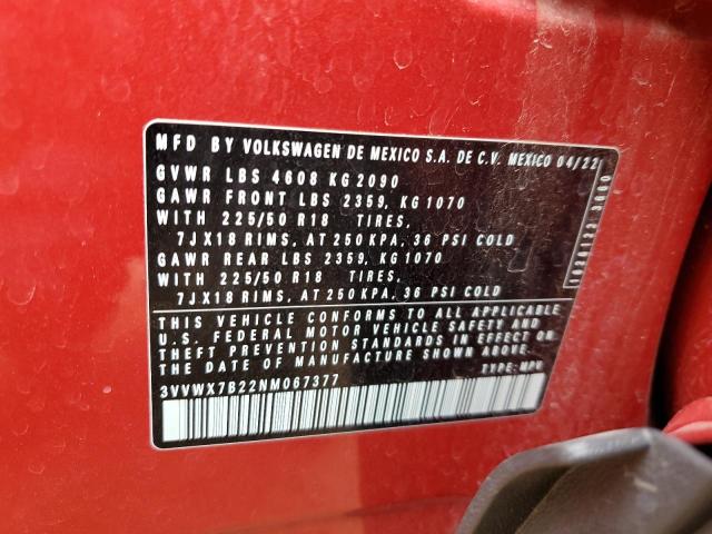 2022 VOLKSWAGEN TAOS SE - 3VVWX7B22NM067377