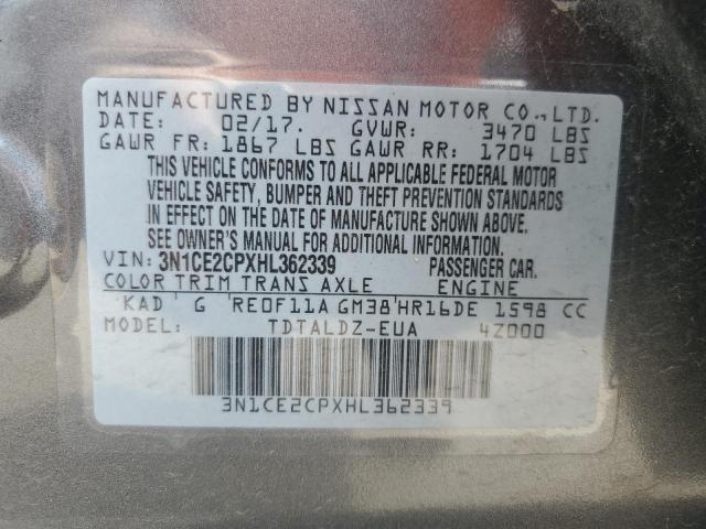 2017 NISSAN VERSA NOTE - 3N1CE2CPXHL362339