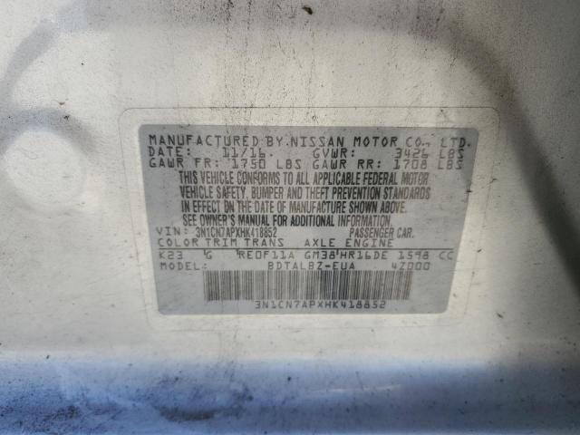 VIN 3N1CN7APXHK418852 2017 Nissan Versa, S no.12