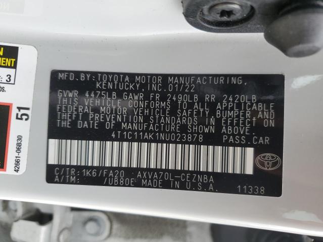 VIN 4T1C11AK1NU023878 2022 Toyota Camry, LE no.13