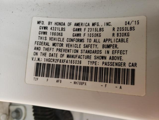 VIN 1HGCR2F8XFA165036 2015 Honda Accord, Exl no.13