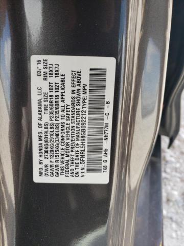 VIN 5FNRL5H98GB092212 2016 Honda Odyssey, Touring no.13