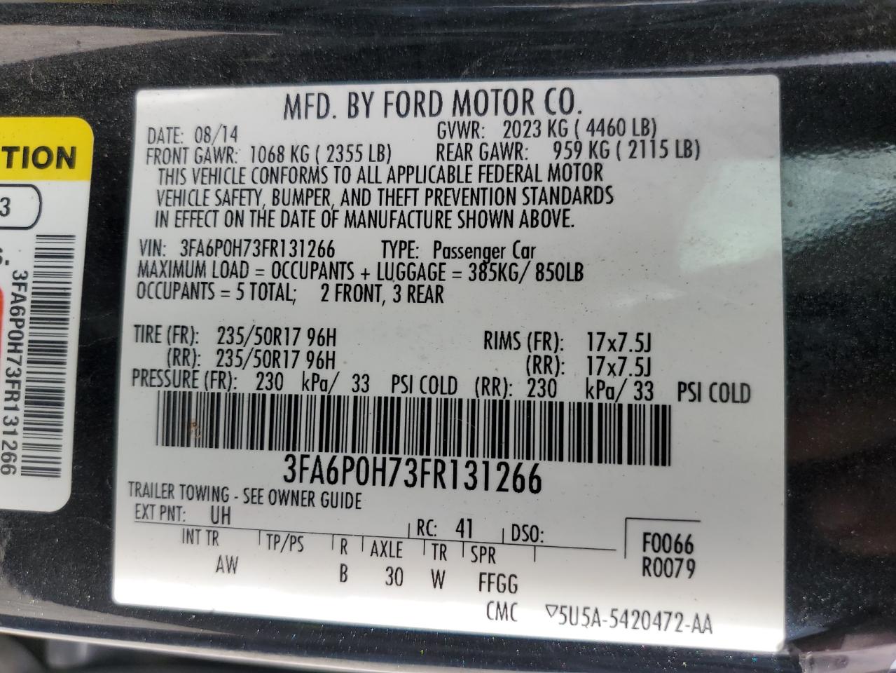 Lot #2905248494 2015 FORD FUSION SE