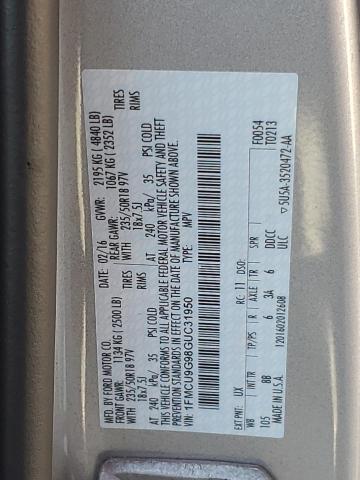 2016 FORD ESCAPE SE - 1FMCU9G98GUC31950